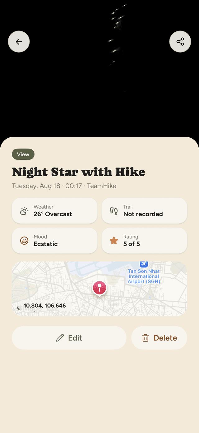 Một quan sát trong Go Hike: ảnh, phân loại, toạ độ và thời tiết lúc ghi lại.